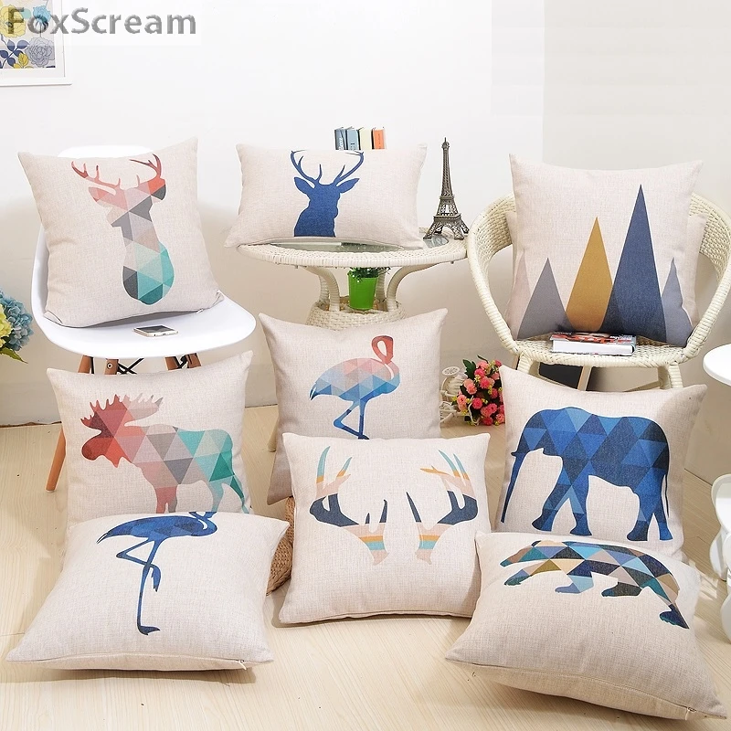 Cojines de decoración de flamencos sofá almohadones decorativos geométricos fundas de cojines de oso de ciervo azul fundas de de decoración del hogar almohadas de flamencos|bear cushion cover|cushion covergeometric decorative pillows -