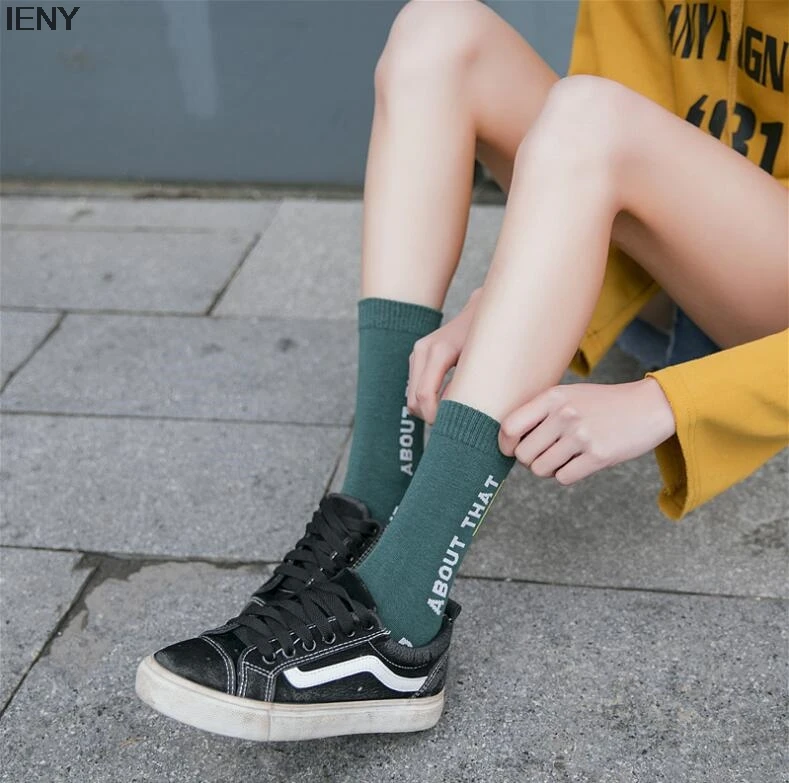 IENY Весна новые хлопковые носки уличные спортивные буквы женские носки скейтбордиста