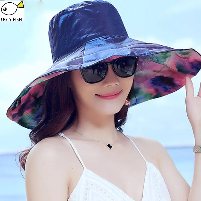 Вс Шляпы флоппи шляпа солнца шляпа летом пляж шляпа летние шляпы для женщин - Цвет: navy