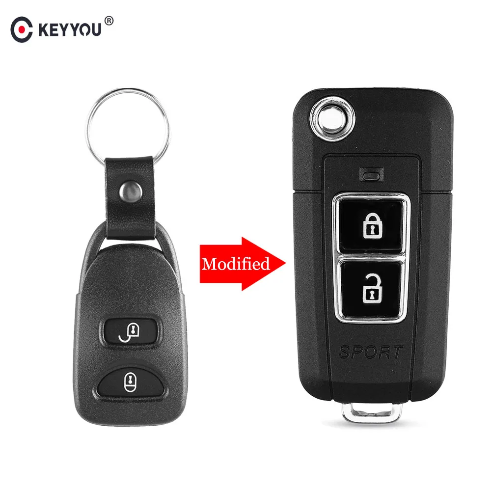 

KEYYOU 2 Button Modified Flip key Folding car Remote key Shell For KIA Sportage Sorento FORTE CERATO Fob Key Case