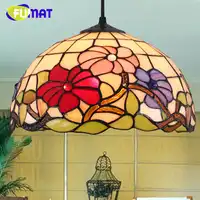 FUMAT Tiffany Anhänger Lampen Balkon Retro Glasmalerei Hanglamp Wohnzimmer Schlafzimmer Nacht FÜHRTE E27 12 Zoll Kronleuchter Lichter