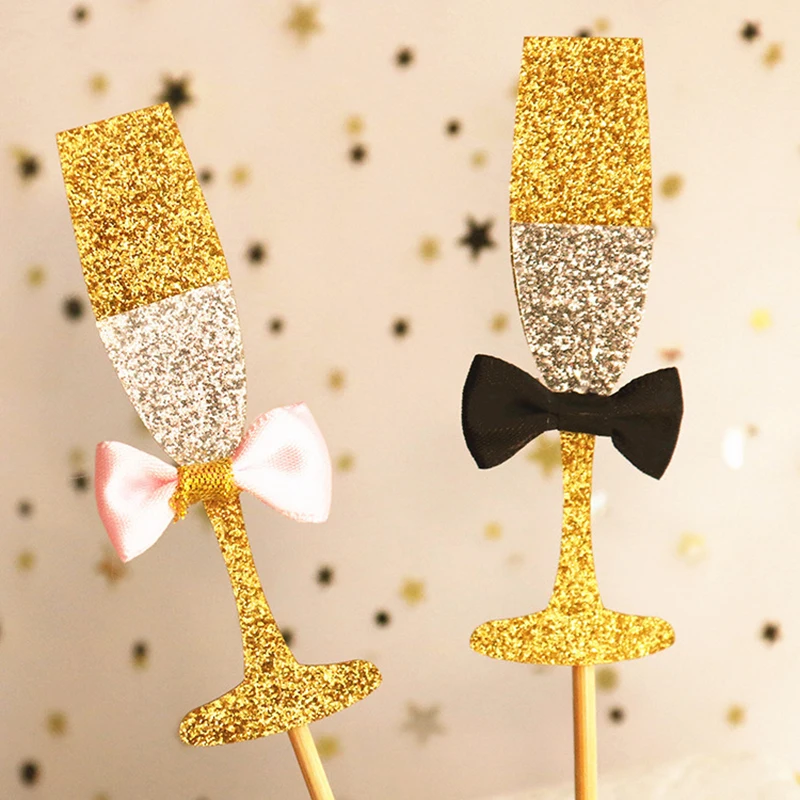 5pcs Flash Paper Golden Champagne Glass Cake Top Hat Bow Tie Wine