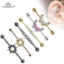 1Pc 1.6*36mm Verão Estilo Borboleta Cirúrgica Em Aço Lacado Industrial Barbell Bar Anel Body Piercing Jóias Ouvido 14 bitola 36mm(China)