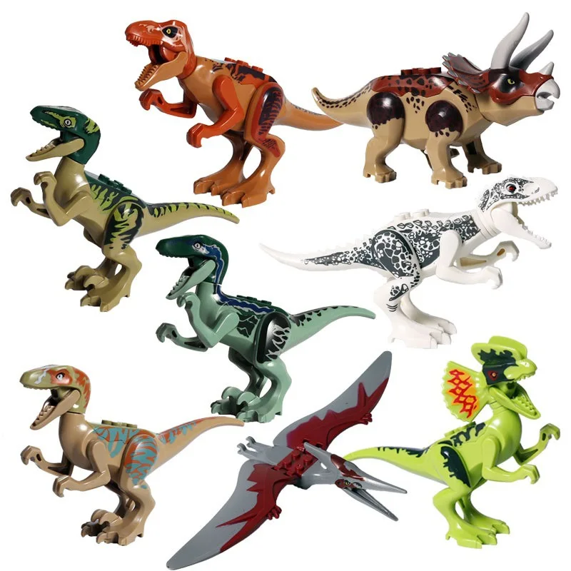 8 Styles Building Blocks Single Dinosaurs Jurassic World Classic With Legoe Tyrannosaurus Rex World Figures Bricks Toys  Kids F4