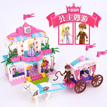 

GUDI girls Building Blocks Series Toys gifts Alice Princess Royal Carriage Shower Bath Pink Castle