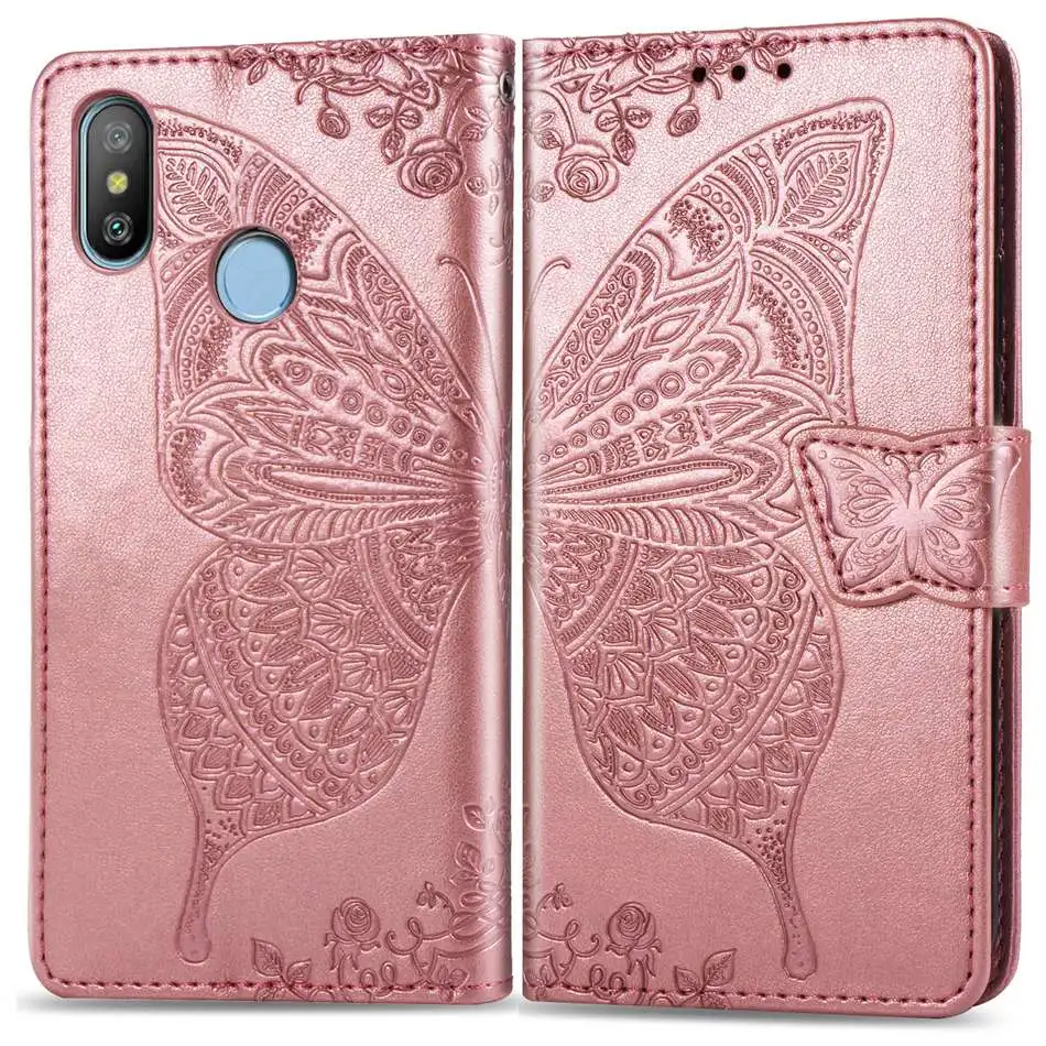 xiaomi leather case cosmos blue Xiaomi Mi A2 Lite Case Flip Wallet Leather Case On For Xiaomi Mi A2 Lite Cover Butterfly Mmbossing Phone Cases For Mi A2 Lite xiaomi leather case color