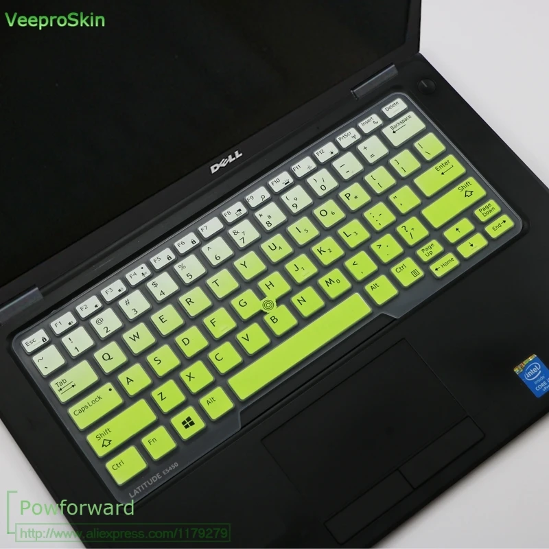 Для Dell Latitude 14 E7450 7470 5470 5450 5480 5490 5495 7480 14-дюймовый ноутбук клавиатура гибкий чехол из термопластичного полиуретана - Цвет: fdegreen