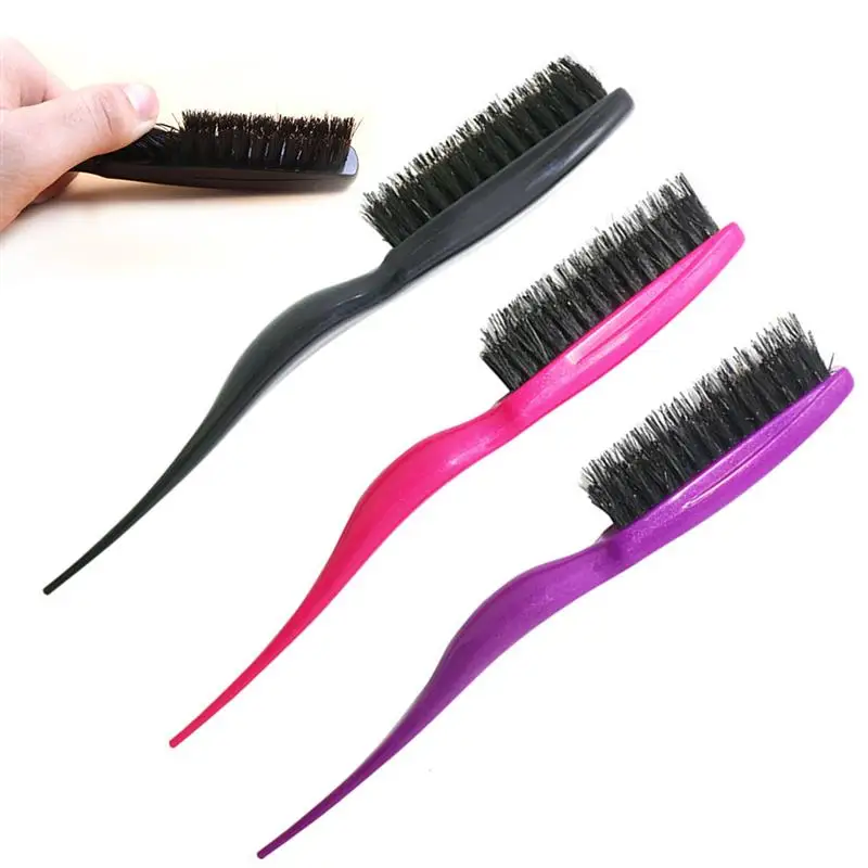 Buy Boar Bristle Hair Brushes Comb Slim Line Teasing Combing Brush Styling