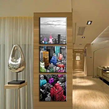 

3 Pieces Vertical Modern Art Colorful New York City Wall Picture Canvas Oil Painting by Numbers Home Decoration Wall Paintings