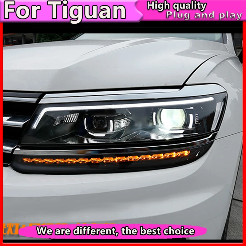 

Car Styling For VW Tiguan headlights 2017 For Tiguan head lamp led DRL Bi-Xenon Lens HID KIT headlight Dynamic turn signal