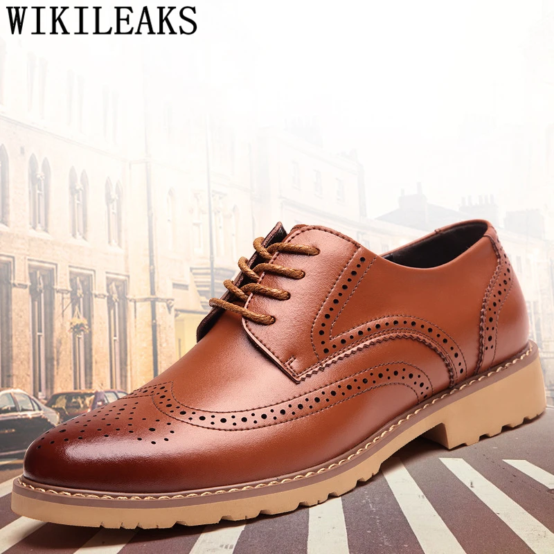 

brogue shoes men luxury brand mens shoes genuine leather italian mens casual shoes hot sale chaussure homme cuir erkek ayakkabi