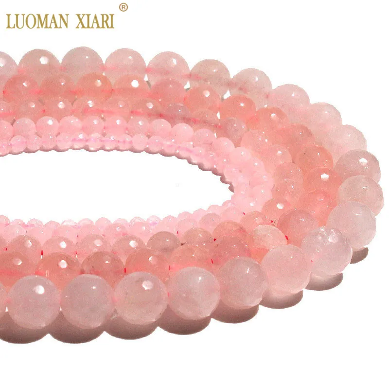 Wholesale 4 6 8 10 12 mm Natural Faceted Rose Quartz Round Loose Stone Beads For Jewelry Making DIY Bracelet Necklace 15 inch