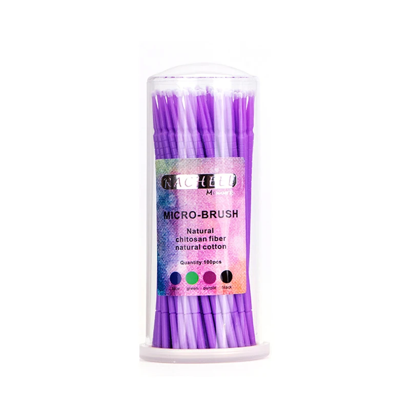 100 шт Кисти для апликатора зубная микро-щетка одноразовые материалы прочная микро тушь для ресниц палочки Спойлеры ресницы косметические кисти - Цвет: purple big head