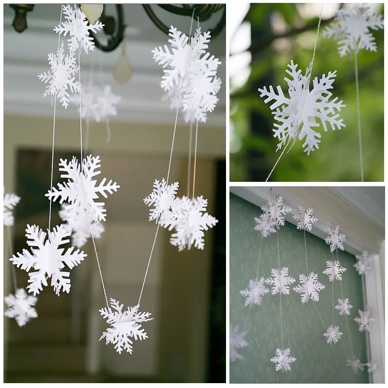 Frozen Party Supplies 3M Silver White Snowflake Shape Paper Garland Christmas Wedding Decoration Scene New Year Decor ZA3612 Frozen Party Supplies 3M Silver White Snowflake Shape Paper Garland Christmas Wedding Decoration Scene New Year Decor ZA3612