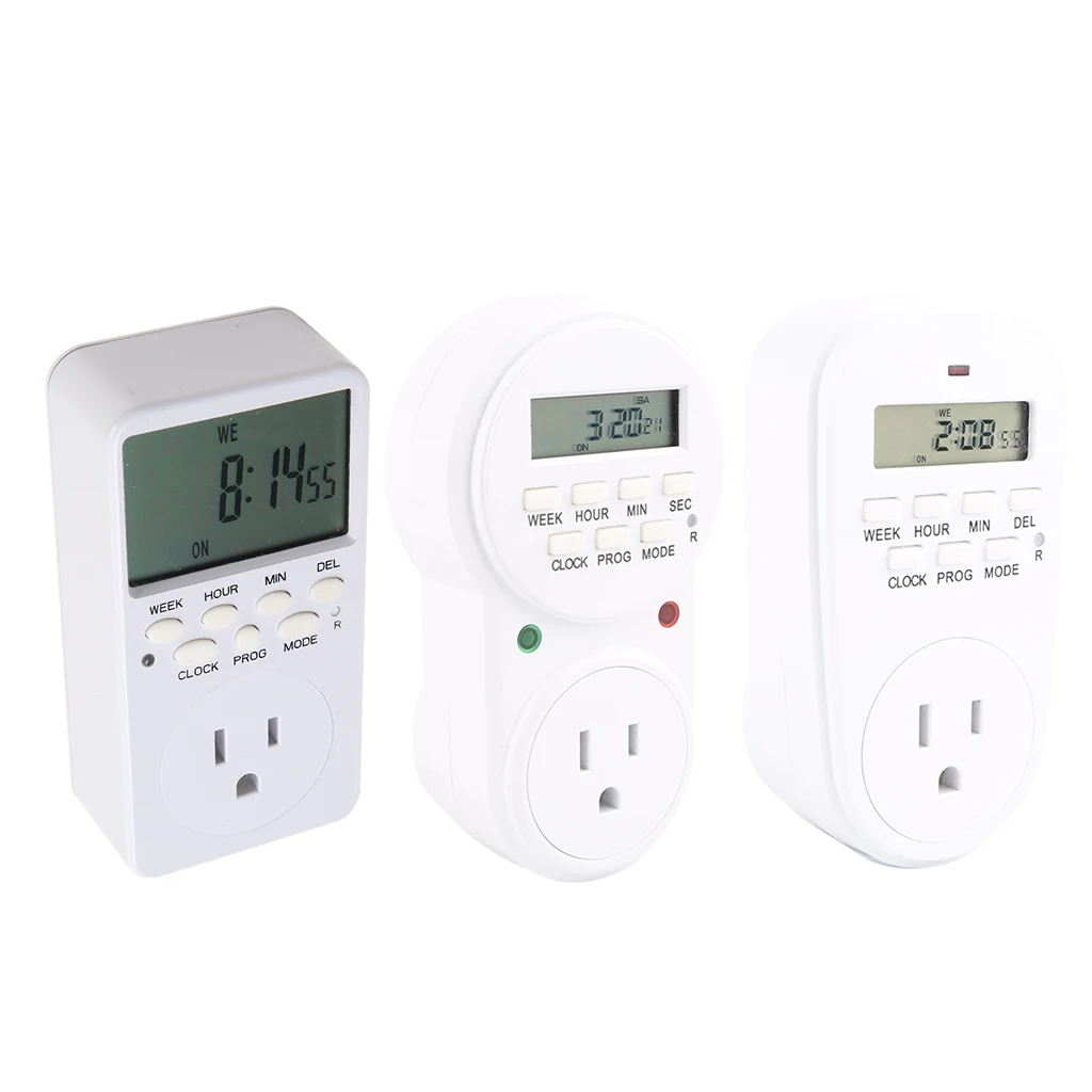 7 Day / 24 Hour Programmable Digital Weekly Light Switch Timer US Plug for Home Appliance Electrical Outlet Socket