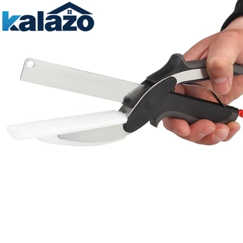 

New Clever Cutter 2-1 Food Chopper Scissor Replace Kitchen Knives Cutting Board Multi-function Kitchen Tool