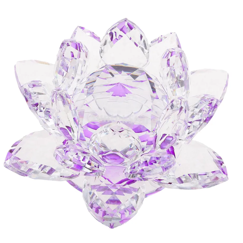 2pcs Crystal Figurine Lotus Flower Models Wedding Centerpieces Purple & Pink