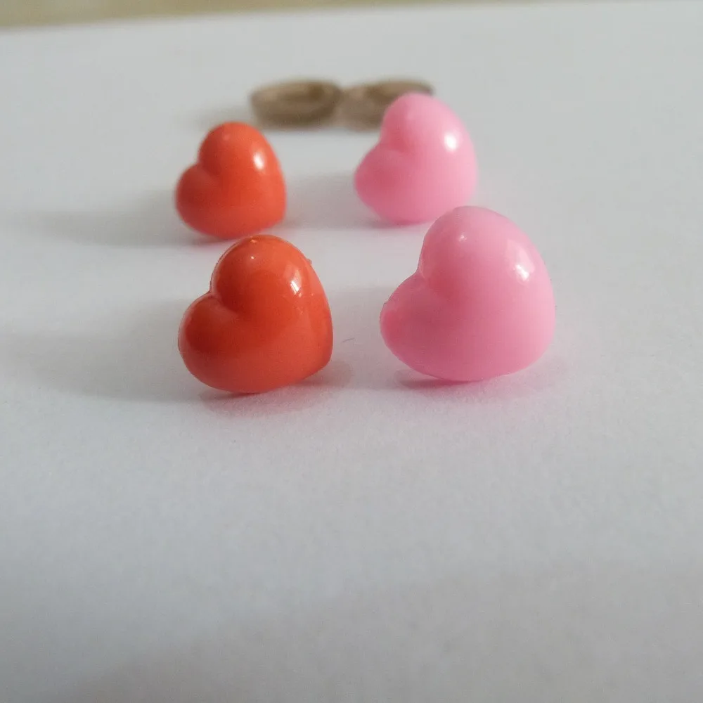 

40pcs--cute 12mm pink/red heart shape plastic toy nose & soft washer for diy handcraft findings--color option
