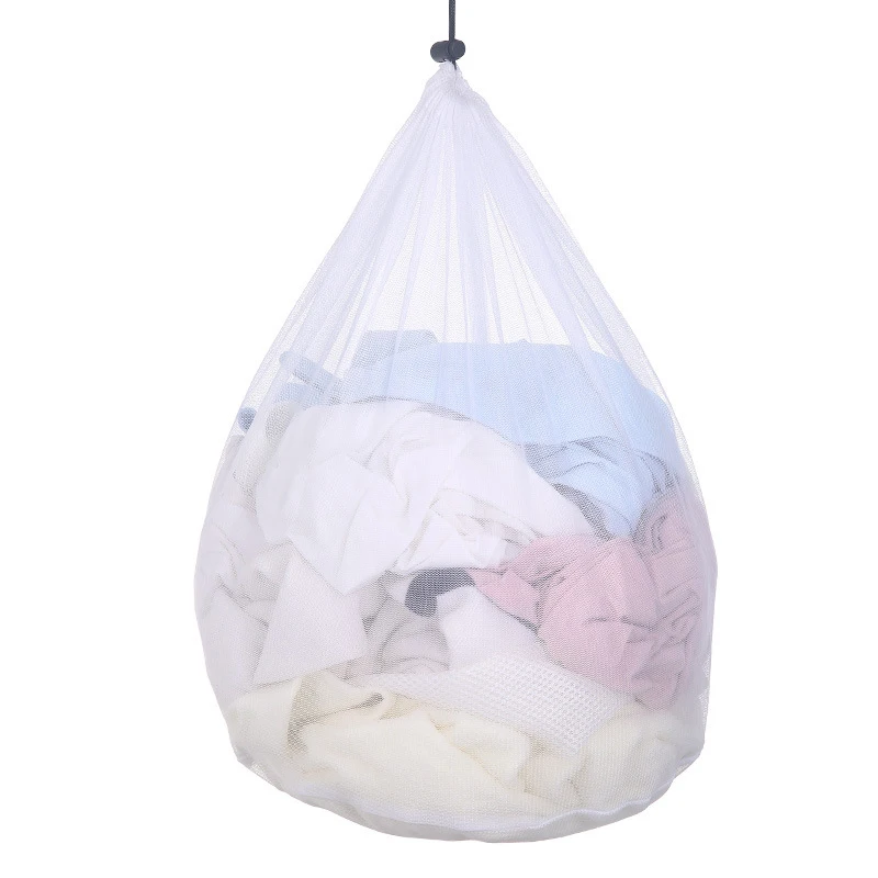 Шнурок стиральный мешок из сетчатой ткани корзины для нижнего белья бюстгальтер продукты сумка для белья стиральная уход бытовые инструменты для уборки дома аксессуары - Цвет: Белый