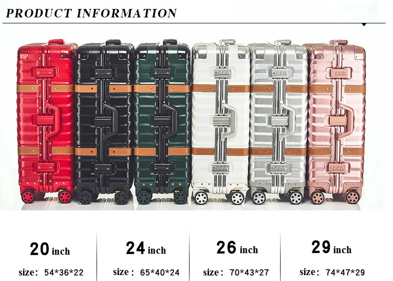 Алюминий рамка+ PC+ ABS прокатки Чемодан, 2" 24" 2" 29" дюймовый сбоям раболепствовать чемодан, Колёсики замок тележки для путешествия Luggae