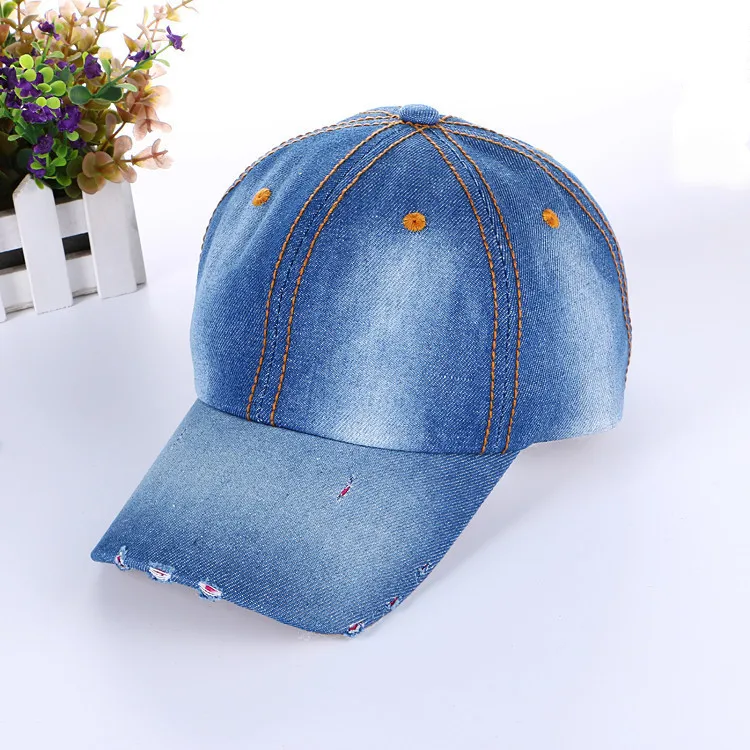 Одноцветное дешевые джинсы оптом цветок бренд Регулируемый Бейсбол Кепки Для женщин Snapback шляпа Спорт Gorras Hombre открытый Кепки s - Цвет: Sky Blue