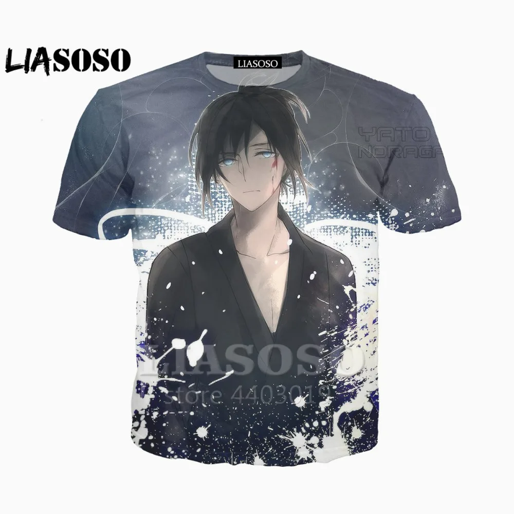 LIASOSO Лидер продаж Мода Harajuku футболка Noragami аниме Йато Yukine Ики Hiyori 3D печати мужская