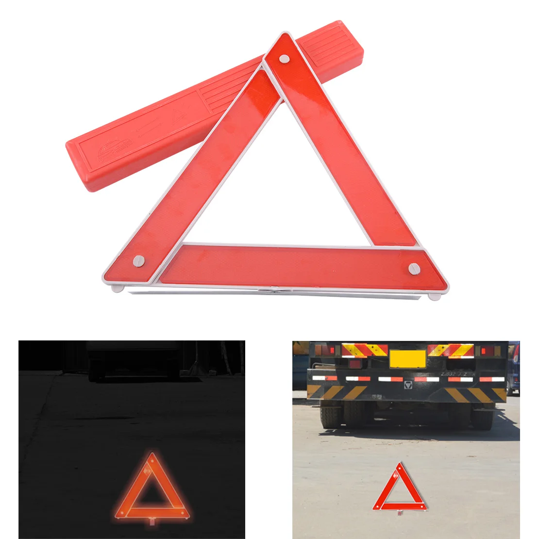 

DWCX Car Red Foldable Red Reflective Warning Triangle Frame Emergency Breakdown Safety Hazard Travel Kit for VW Audi BMW Honda