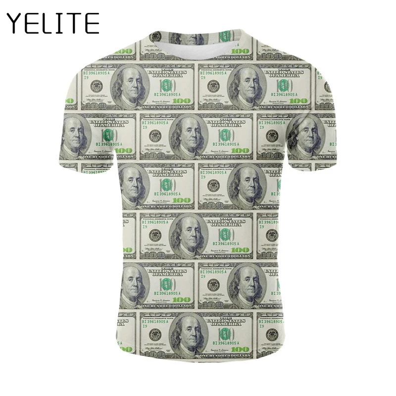 

YELITE Men Women Lovers t shirt 3D Dollar Money Printing T-Shirt Funny Hip Hop Cool Short Sleeve Tops Male Clothes For Summer