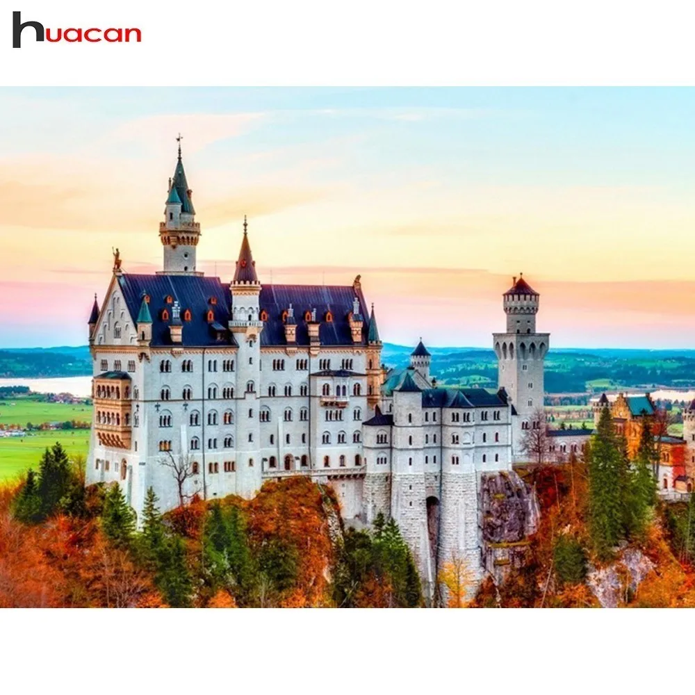 

HUACAN Diamond Embroidery Landscape Full Drill Square Living Room Decoration 5D DIY Diamond Painting Town