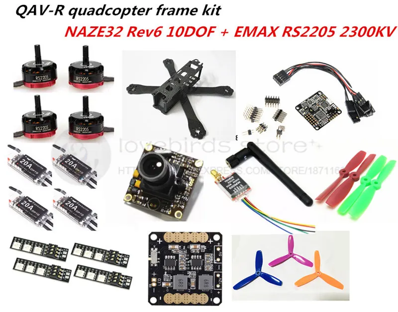 

DIY FPV mini drone with camera QAV-R quadcopter 4x2x2 frame kit EMAX RS2205 + littlebee 20A ESC 2-4S + NAZE32 Rev6 10DOF +TS5828