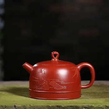 

220ml Yixing Purple Clay Teapot Natural Dahongpao Mud Zisha Pot Drinkware Teaware Puer Pot Engraving Kettle Decoration Adornment