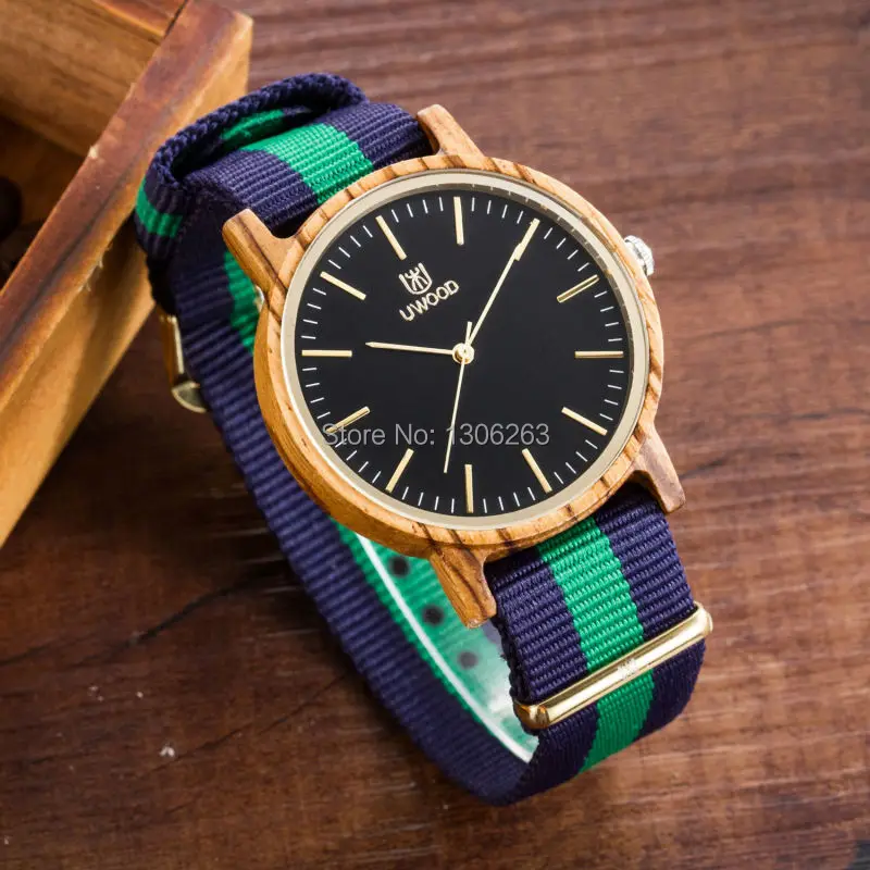 

New arrival japanese miyota 2035 movement wristwatches rare slim nato nylon wooden watches for men 2016 christmas gifts watch