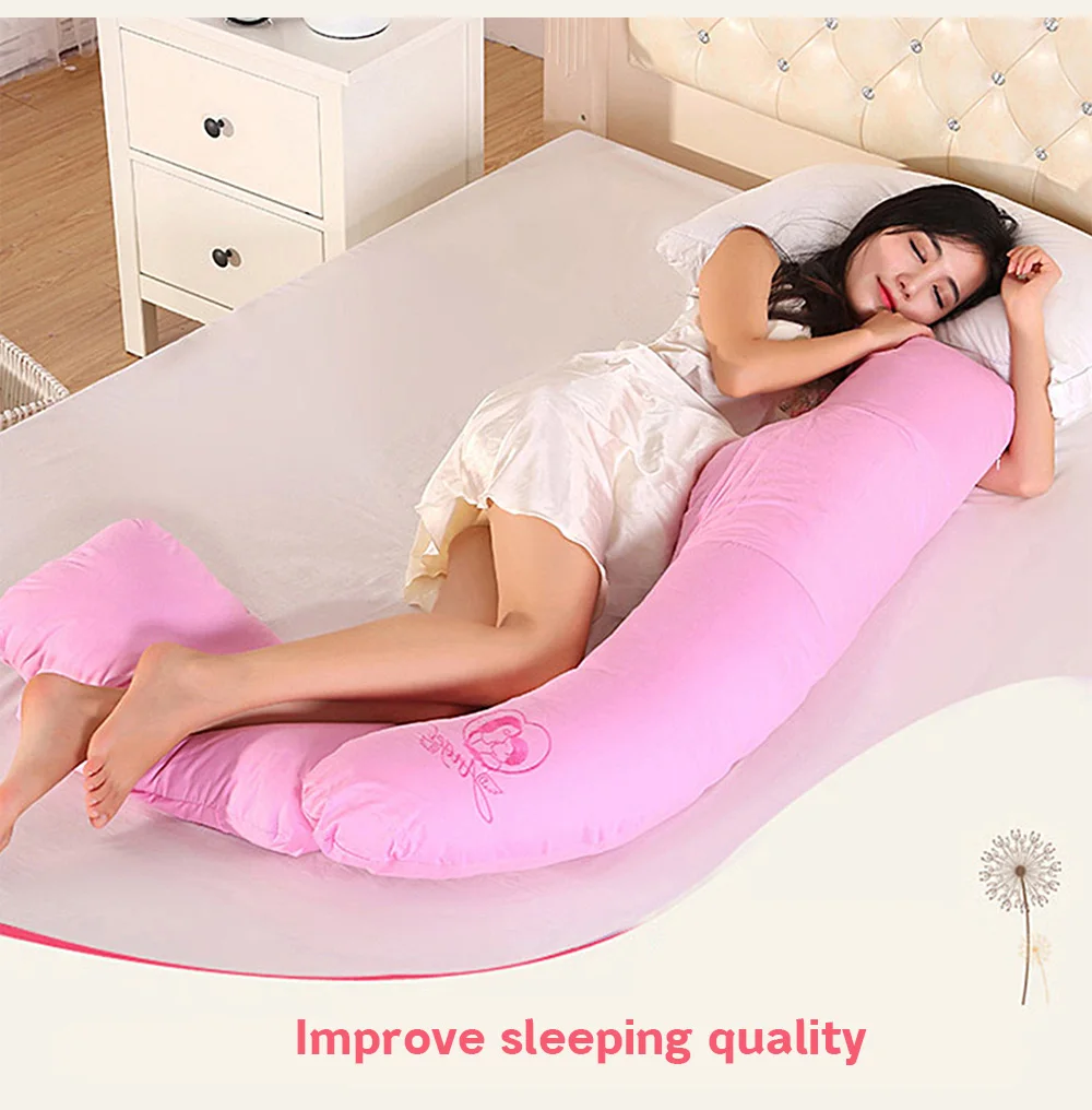 Crescent-shaped Comfortable Pregnancy Pillow for Side Sleeping Growing Tummy Support
