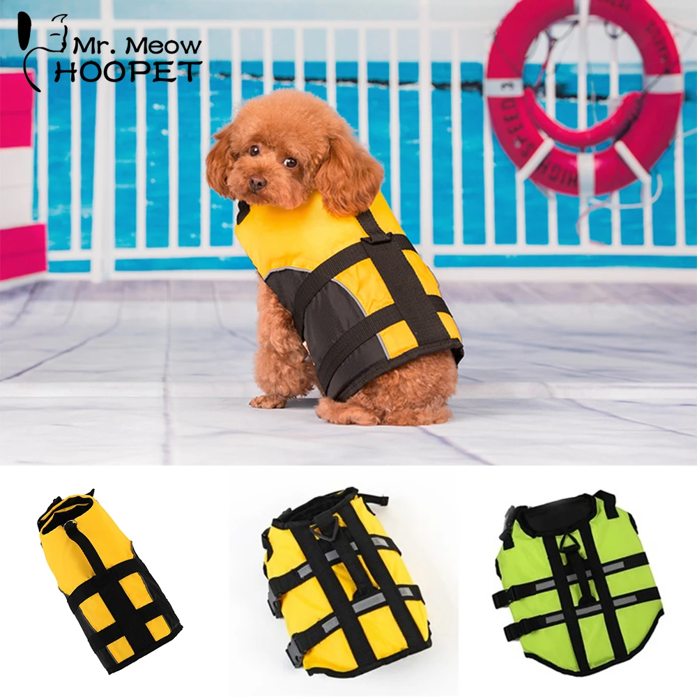 

Hoopet Pet Dog Life Jacket Safety Clothes Life Vest Collar Harness Saver Pet Dog Swimming Preserver Clothes Summer Swimwear