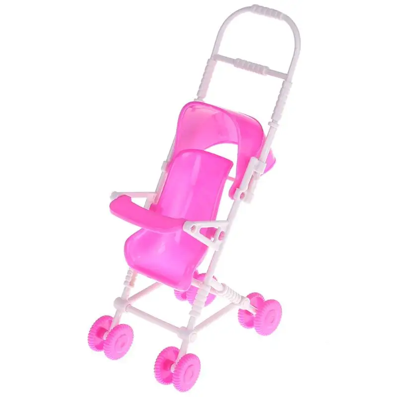 Assembly Baby Stroller Infant Carriage Stroller Trolley Nursery Toy for Barbie Doll Baby Mini