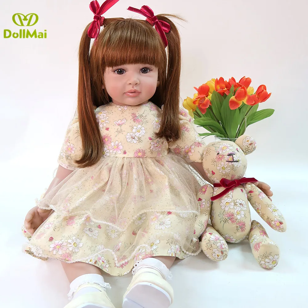 Кукла DollMai bebe reborn 60 см большая виниловая силиконовая кукла reborn baby doll эксклюзивная модель настоящая кукла для маленьких девочек Bonecas подарки для детей