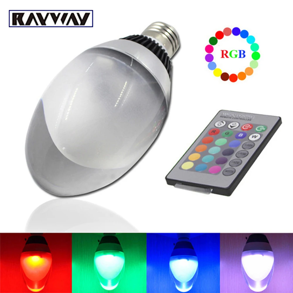 RAYWAY RGB светодиодный светильник E27 E14 110 В 220 В, дистанционное управление, лампы, хрустальные лампы, AC 85-265 в, Ampoule Bombillas, домашний свет