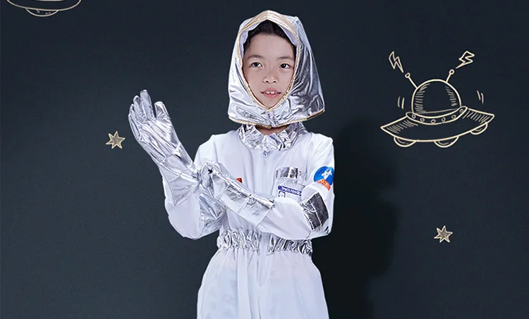 Костюм на Хэллоуин Одежда для мальчиков костюм астронавта танцевальный костюм для косплея летчики, комбинезоны+ головные уборы+ перчатки