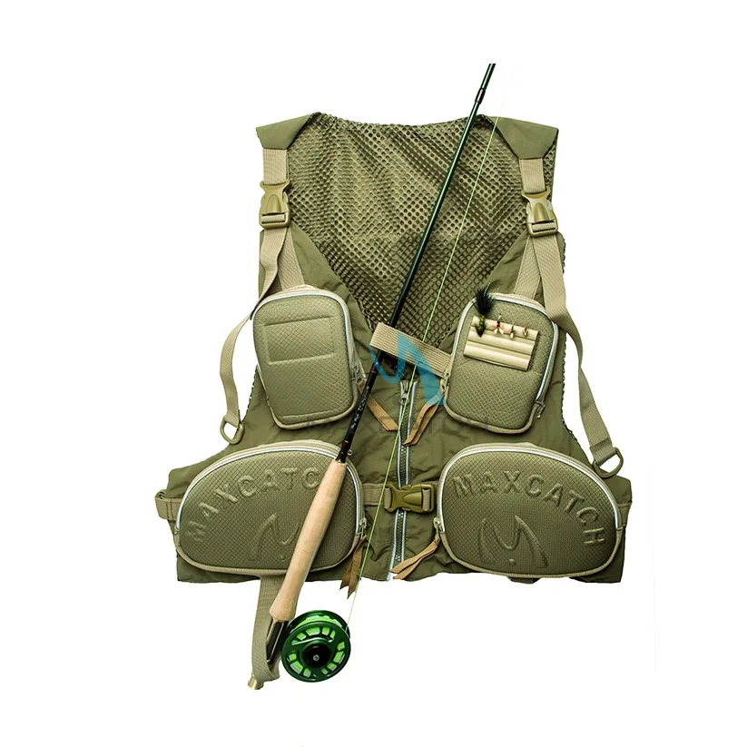 Army Green Adjustable Fly Fishing Vest Pack Multifunction Pockets Outdoor Sports Backpack Fish Accessory|vest backpack|fly fishing vestfly vest |