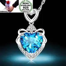 OMHXZJ,, Европейская мода, для женщин, девушек, вечерние, подарок, топаз, аметист, циркон, S925 серебро, ожерелье, подвеска, шарм, CA142