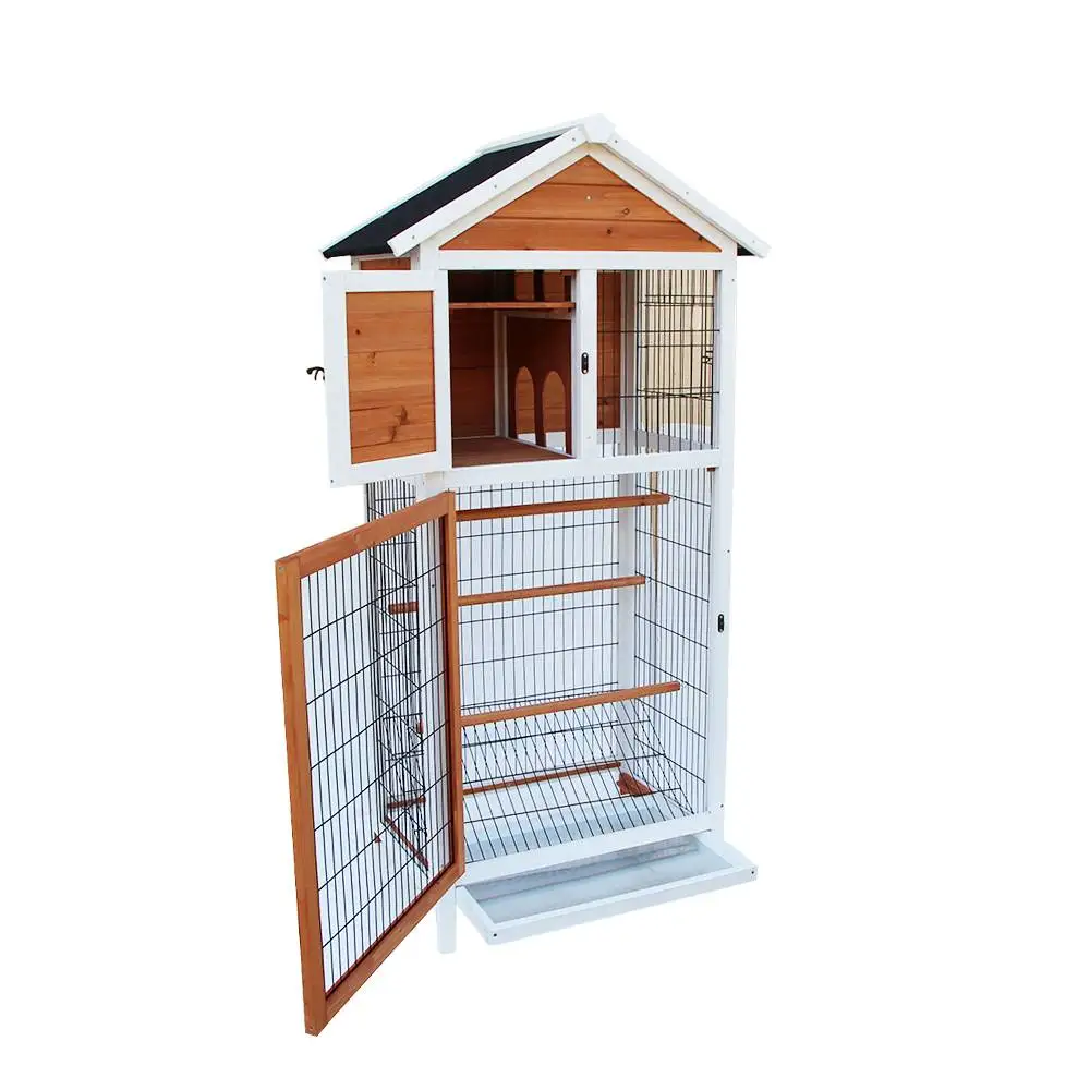 Bird Cage Wooden Cockatiel Parakeet Canary Finch Conure Play House Pet Supply 