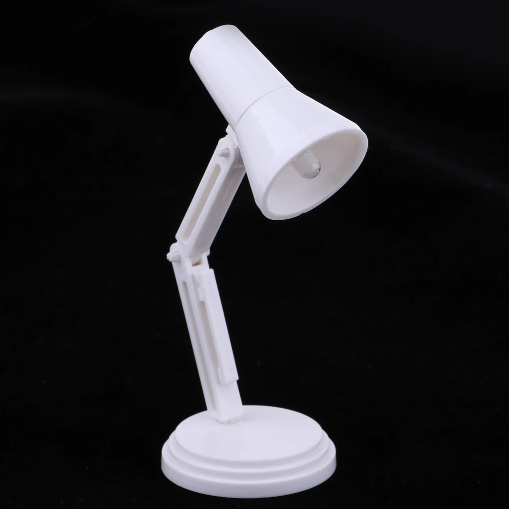 1/6 Dolls House Miniature LED Desk Lamp Light For   Figures Accessory  Dollhouse Study Room Decor White