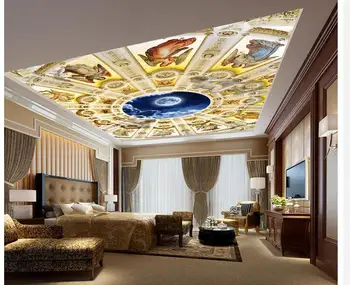 

European classical angel oil painting pattern zenith murals 3d ceiling murals wallpaper Home Decoration