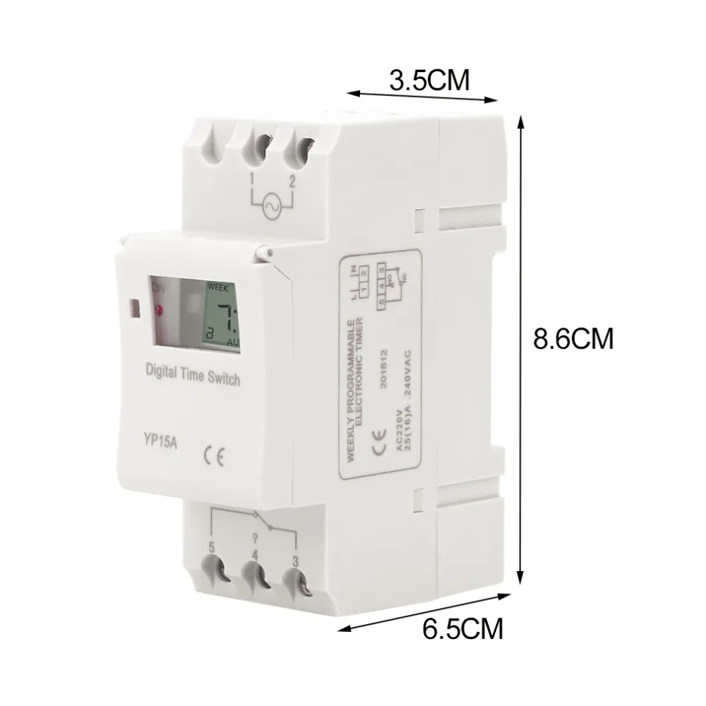 Цифровой ЖК-программируемый таймер переключатель THC 15A AC 220V