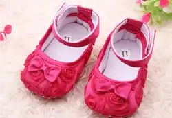 Противоскольжения Тканевая обувь милая детская обувь оптом Чистый цвет розы ребенка малыша обувь принцессы 3 цвета 11 см