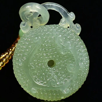 

Fine Youyu Natural Stone Pendants Carved Hollow Safety Buckle Pendant With Beads Chain Necklace For Women Men JoursNeige Jewelry