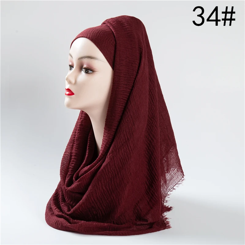 Зимний женский шарф, чистый мягкий хлопок, хиджабы, шарфы для девушек, шали и палантины, Женский пушистый Простой Большой размер, Пашмина бандана
