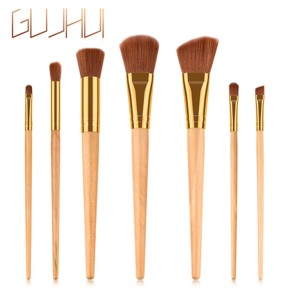 

7PCS Wooden Cosmetic Makeup Brush Brushes Foundation Powder Eyeshadow Brush Set Professional Eyeshadow Brushes