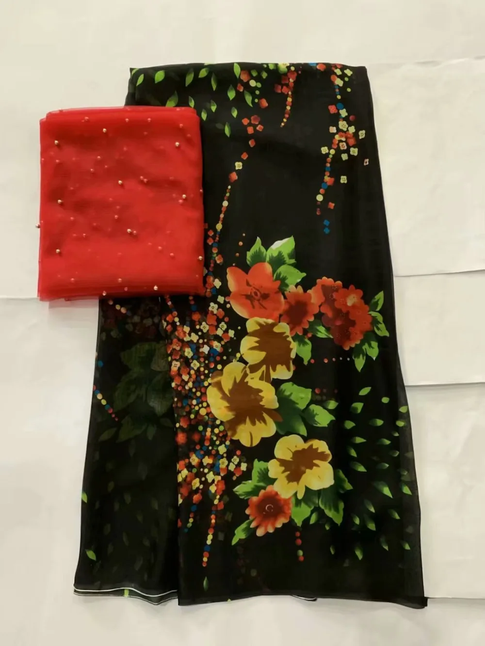 Швейцарский швейцарская кружевная вуаль из шелковой ткани с принтом атласное платье материал из бисера французский чистая кружевной геле headtie 7 двор/комплект