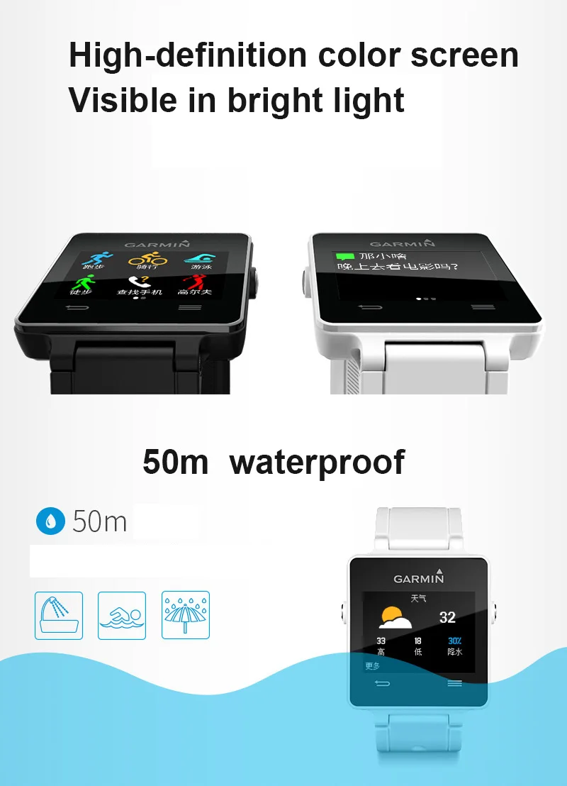 Оригинальные gps часы Garmin vivoactive, для плавания, гольфа, верховой езды, gps, умные часы, водонепроницаемые цифровые часы, спортивные часы